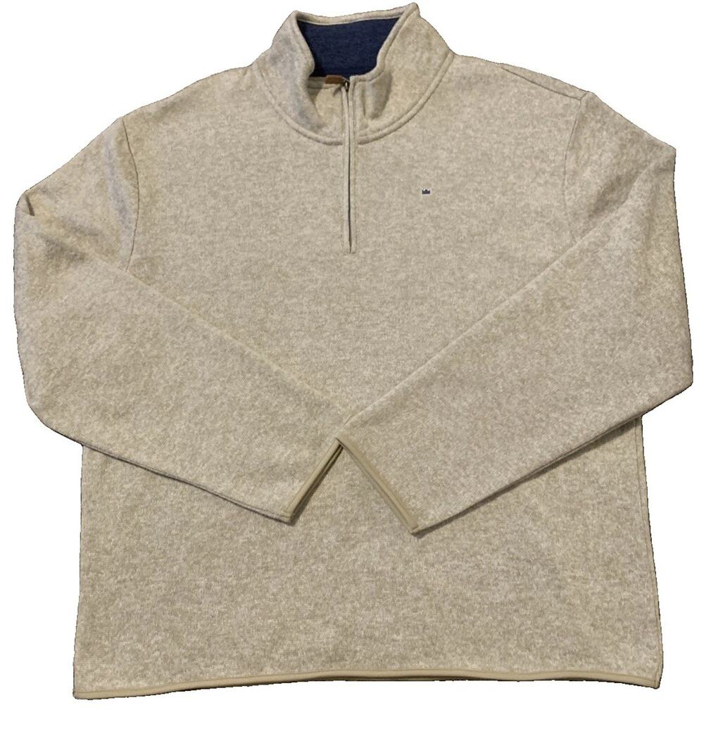 Crown & Ivy Men’s XXL 2XL Quarter Zip Pullover Sweater Beige Long Sleeve